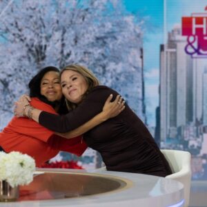 Sheinelle Jones and Jenna Bush Hager embracing on the Today Show.